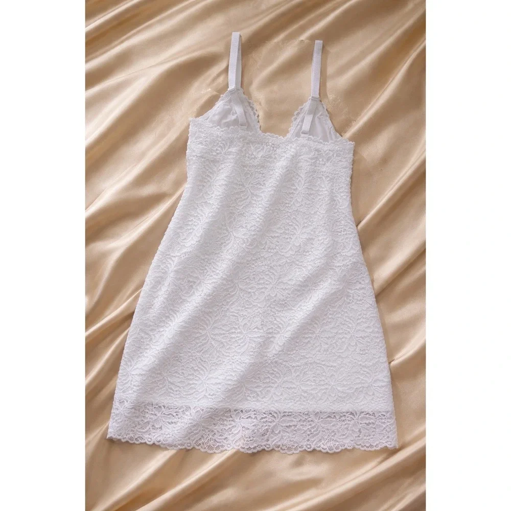 Cosabella Jhansi Lace Slip Dress White Wireless Stretch Lace Lingerie Size M‎
